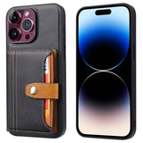 iPhone 15 Pro Retro Style Cover med Pung - Sort
