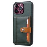 iPhone 15 Pro Retro Style Cover med Pung - Grøn