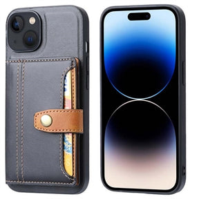 iPhone 15 Retro Style Cover med Pung - Sort