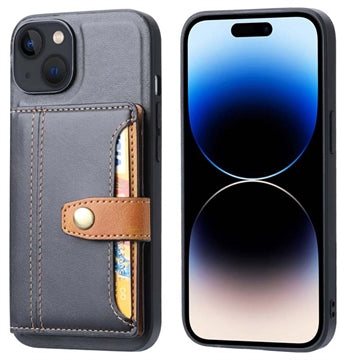 iPhone 15 Retro Style Cover med Pung - Sort