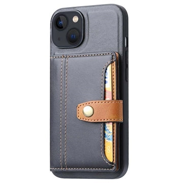 iPhone 15 Retro Style Cover med Pung - Sort