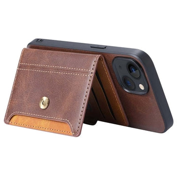 iPhone 15 Retro Style Cover med Pung - Brun