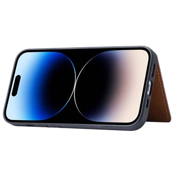 iPhone 15 Retro Style Cover med Pung - Brun