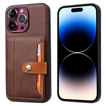iPhone 15 Pro Max Retro Style Cover med Pung - Brun