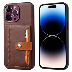 iPhone 15 Pro Max Retro Style Cover med Pung - Brun