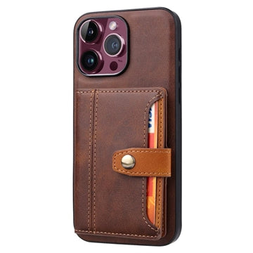 iPhone 15 Pro Max Retro Style Cover med Pung - Brun