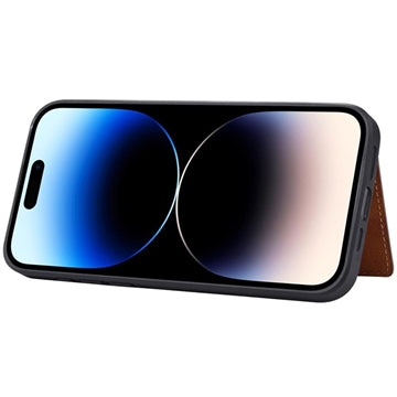 iPhone 15 Pro Max Retro Style Cover med Pung - Brun
