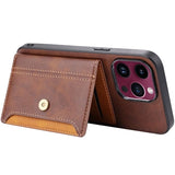 iPhone 15 Pro Max Retro Style Cover med Pung - Brun