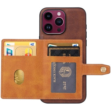 iPhone 15 Pro Max Retro Style Cover med Pung - Brun