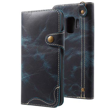 Samsung Galaxy S9 Retro Læderpung - Blå