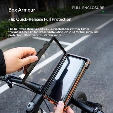 Rockbros vandtæt magnetisk telefonholder til cykel og e-cykel - 4.7"-6.9" - sort