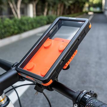 Rockbros vandtæt magnetisk telefonholder til cykel og e-cykel - 4.7"-6.9" - orange