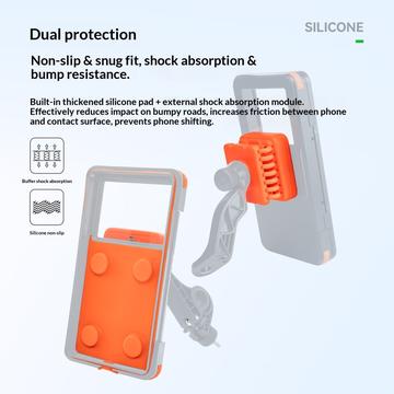 Rockbros vandtæt magnetisk telefonholder til cykel og e-cykel - 4.7"-6.9" - orange