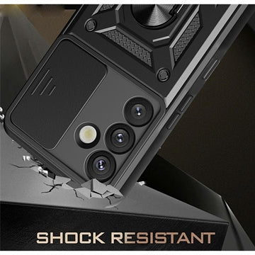 Samsung Galaxy S26 Roterende Ring Hybrid Cover med Kameraskjold - Sort