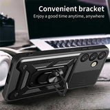Samsung Galaxy S26 Roterende Ring Hybrid Cover med Kameraskjold - Sort
