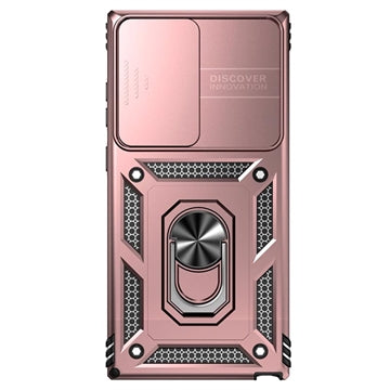 Samsung Galaxy S23 Ultra 5G Roterende Ring Hybrid Cover med Kameraskjold - Rødguld