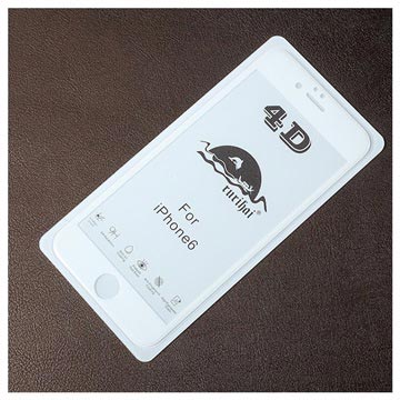 Rurihai 4D Full Size iPhone 6/6S Skærmbeskyttelse Hærdet Glas - 9H - Hvid