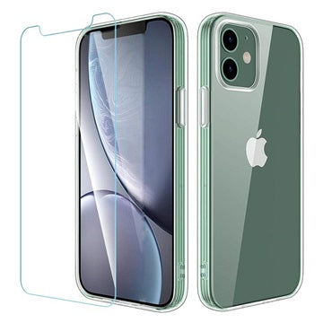 Saii 2-i-1 iPhone 12 Mini TPU Cover & Skærmbeskyttelse Hærdet Glas