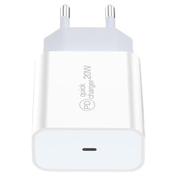 Saii 20W PD Oplader og Lightning Kabel - EU-stik - Hvid