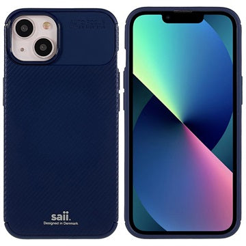 Saii Karbonfiber iPhone 13 Mini TPU Cover - Blå
