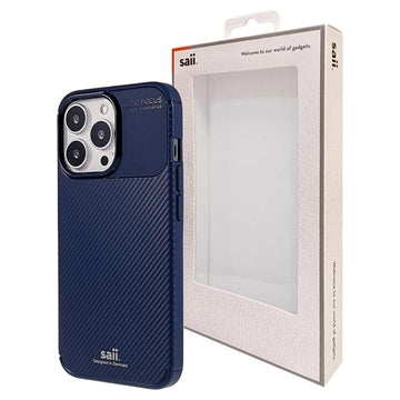 Saii Karbonfiber iPhone 13 Pro Max TPU Cover - Blå