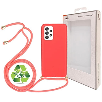 Saii Eco Line Samsung Galaxy A52 5G, Galaxy A52s Biologisk Nedbrydeligt Cover med Strap - Rød