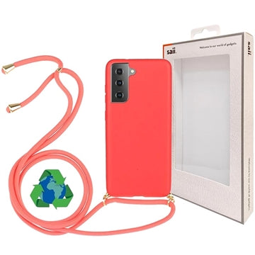 Saii Eco Line Samsung Galaxy S21 5G Cover med Strap - Rød