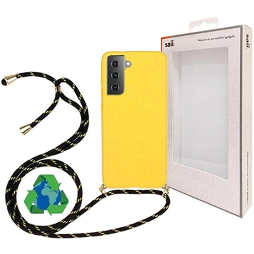 Saii Eco Line Samsung Galaxy S21 5G Cover med Strap - Gul