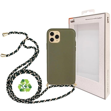 Saii Eco Line iPhone 11 Pro Biologisk Nedbrydeligt Cover med Strap - Grøn