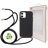 Saii Eco Line iPhone 12 Mini Biologisk Nedbrydeligt Cover med Strap - Sort