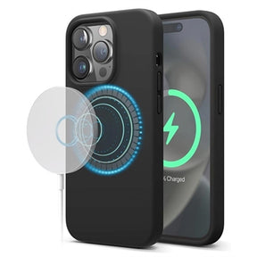 iPhone 15 Pro Max Saii Premium MagSafe Liquid Silikone Cover - Sort