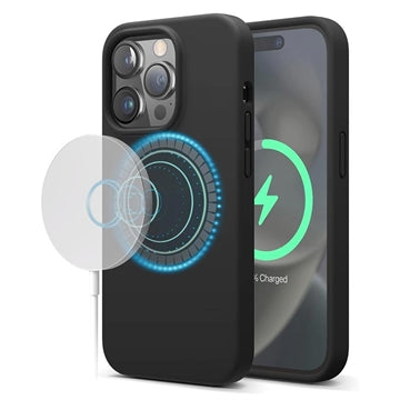 iPhone 15 Pro Max Saii Premium MagSafe Liquid Silikone Cover - Sort