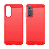 Samsung Galaxy A05s Børstet TPU Cover - Karbonfiber - Rød