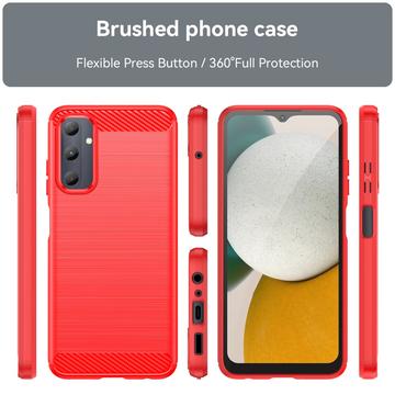 Samsung Galaxy A05s Børstet TPU Cover - Karbonfiber - Rød
