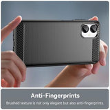 Samsung Galaxy A06 5G Børstet TPU Cover - Karbonfiber - Sort