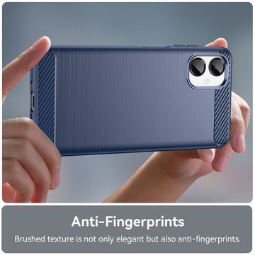 Samsung Galaxy A06 5G Børstet TPU Cover - Karbonfiber - blå