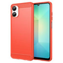 Samsung Galaxy A06 5G Børstet TPU Cover - Karbonfiber - rød