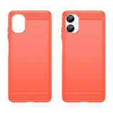 Samsung Galaxy A06 5G Børstet TPU Cover - Karbonfiber - rød