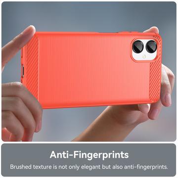 Samsung Galaxy A06 5G Børstet TPU Cover - Karbonfiber - rød