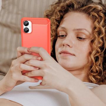 Samsung Galaxy A06 5G Børstet TPU Cover - Karbonfiber - rød