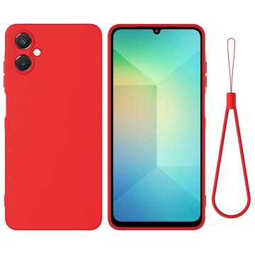 Samsung Galaxy A06 5G Flydende silikone cover med håndrem - rød