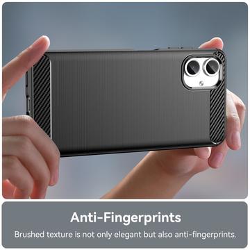 Samsung Galaxy A06 Børstet TPU Cover - Karbonfiber - Sort