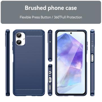 Samsung Galaxy A06 Børstet TPU Cover - Karbonfiber - Blå