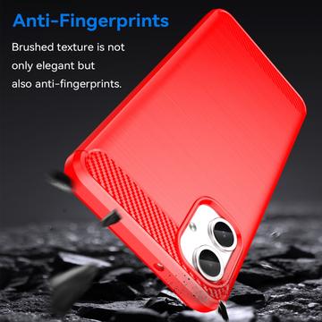 Samsung Galaxy A06 Børstet TPU Cover - Karbonfiber - Rød