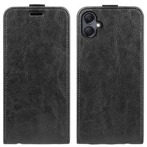 Samsung Galaxy A06 Vertikal Flip Cover med Kortholder - Sort