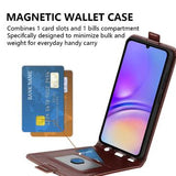 Samsung Galaxy A06 Vertikal Flip Cover med Kortholder - Brun