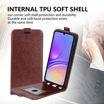 Samsung Galaxy A06 Vertikal Flip Cover med Kortholder - Brun
