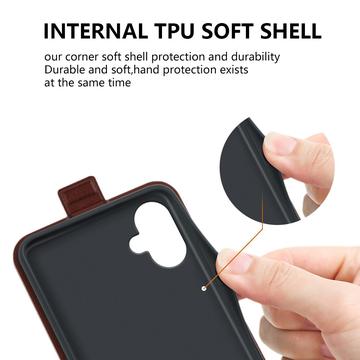 Samsung Galaxy A06 Vertikal Flip Cover med Kortholder - Brun