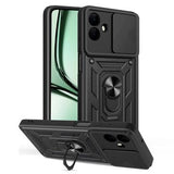 Samsung Galaxy A07 4G/5G Roterende Ring Hybrid Cover med Kameraskjold - Sort
