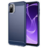 Samsung Galaxy A07 4G Børstet TPU Cover - Karbonfiber - blå
